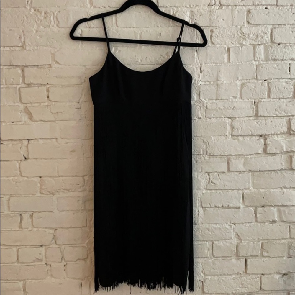 CALVIN KLEIN BLACK FRINGE DRESS